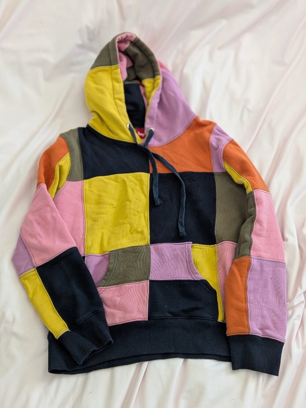 Supreme Multi-Color Patchwork Hooded Sweatshirt Size Small
